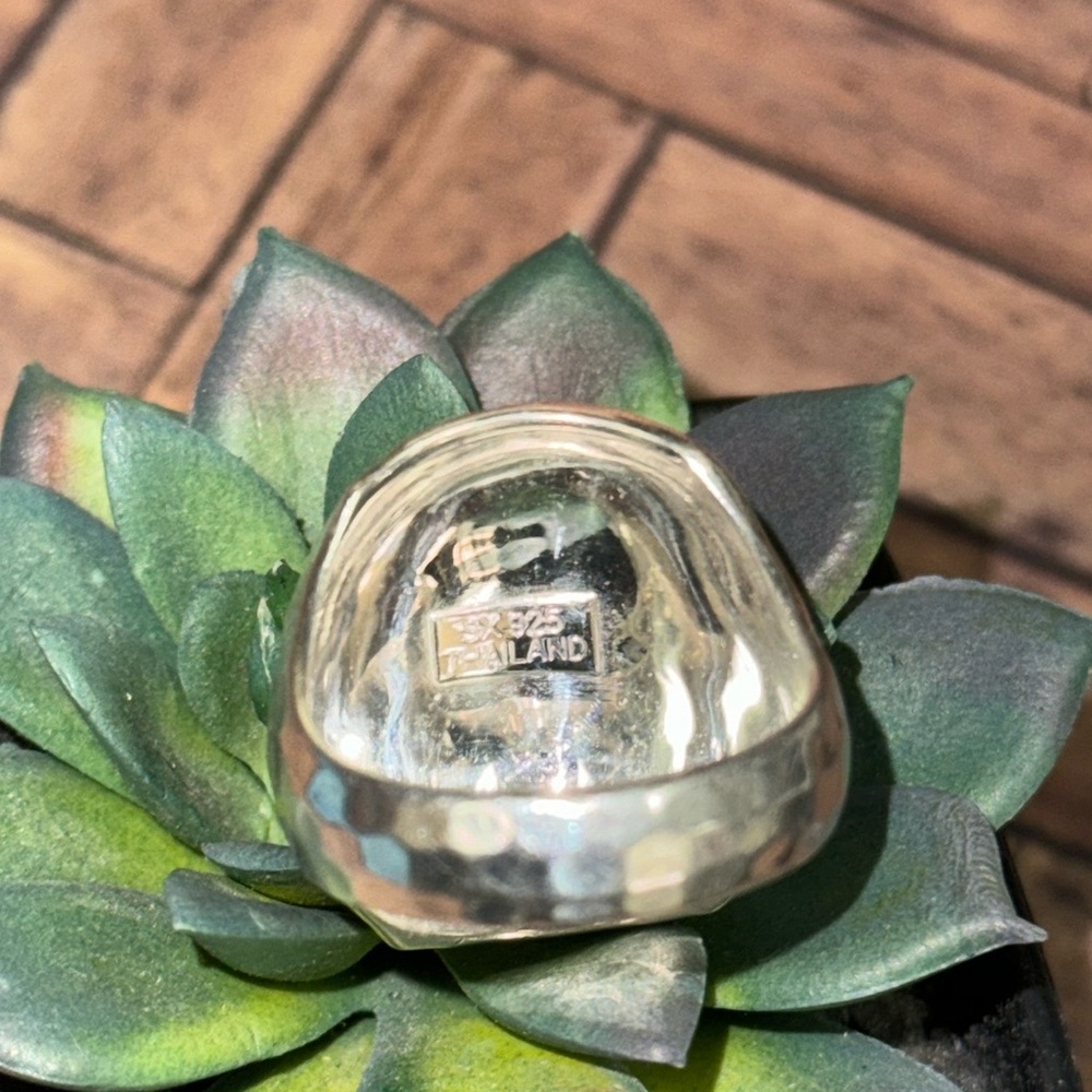 Huge Silver Hammered Ring - image 6